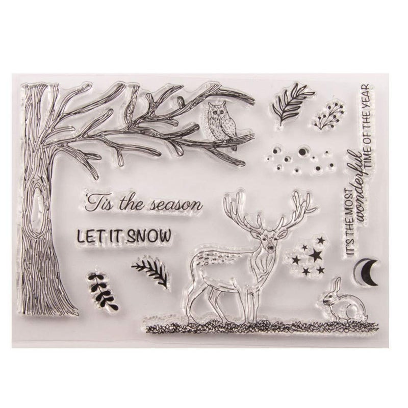 arriettycraft Christmas Elk Clear Stamps for Card Making or Journaling, Tis The Season Deer Tree Owl Rubber Stamps for Journals Album Scrapbooking Paper Crafts Decoratiion - Image 2